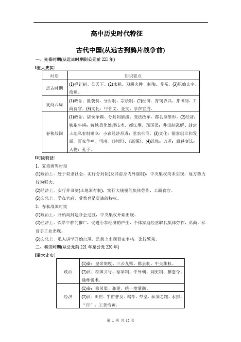 高中历史时代特征