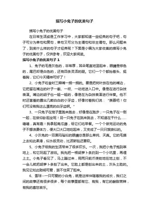 描写小兔子的优美句子