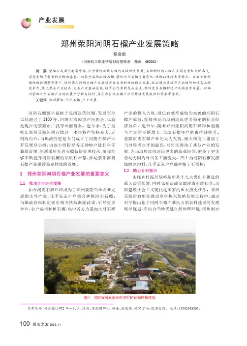 郑州荥阳河阴石榴产业发展策略