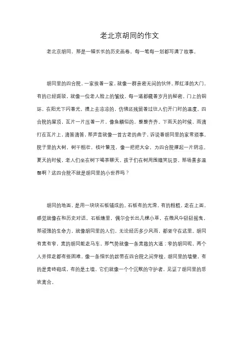 老北京胡同的作文
