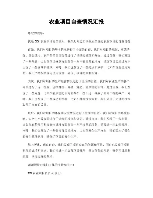 农业项目自查情况汇报