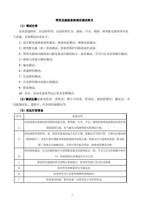照明及插座系统调试调试要点