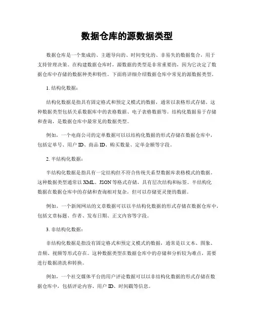 数据仓库的源数据类型