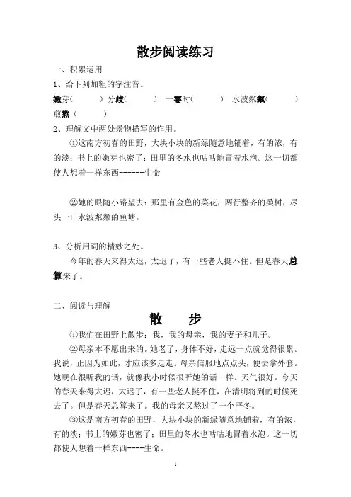 《散步》练习题 (2)