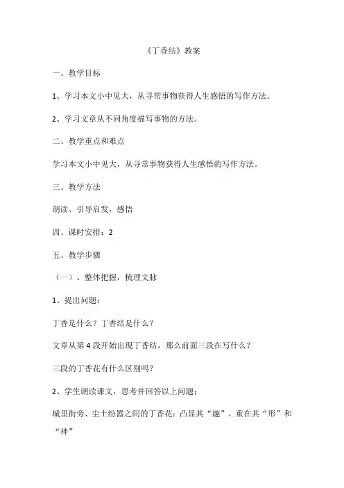 统编版小学语文六年级上册《丁香结》教学设计13