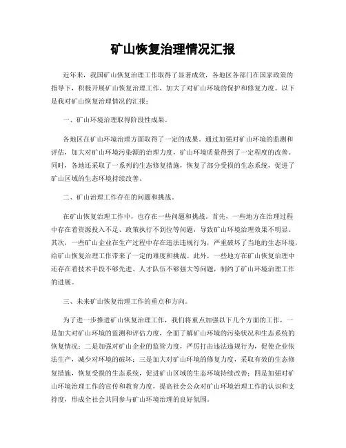 矿山恢复治理情况汇报