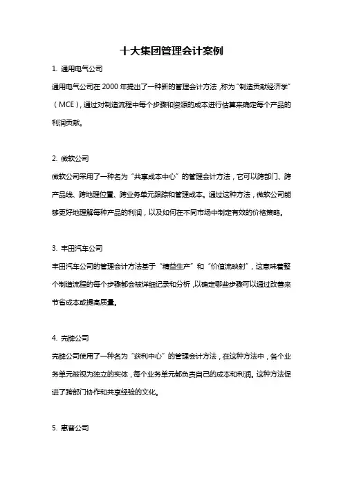 十大集团管理会计案例