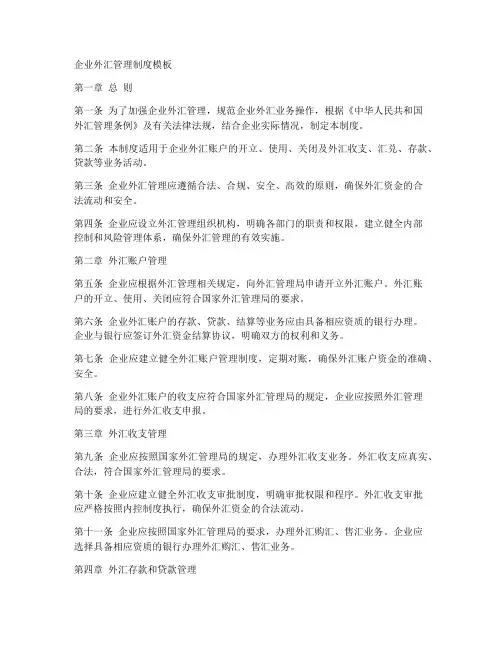 企业外汇管理制度模板