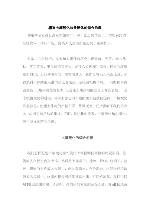 棚室土壤酸化与盐渍化的综合治理
