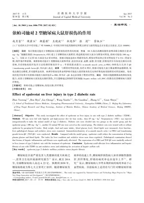 依帕司他对2型糖尿病大鼠肝损伤的作用