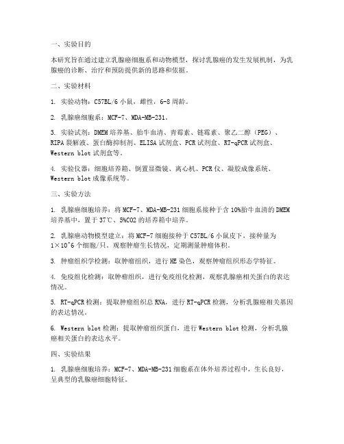 乳腺癌模型实验报告