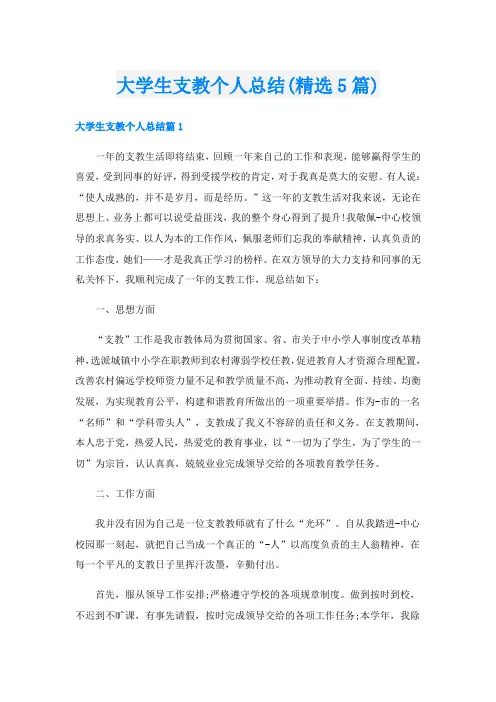 大学生支教个人总结(精选5篇)