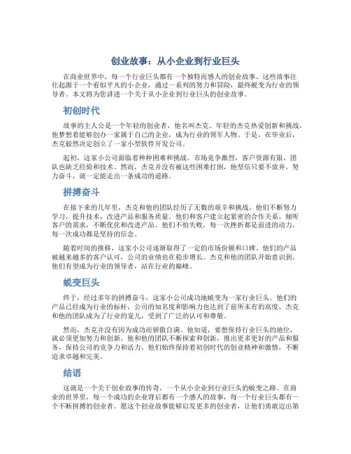 创业故事：从小企业到行业巨头