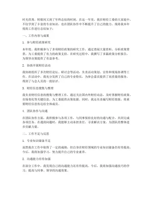 财经工委年度个人工作总结