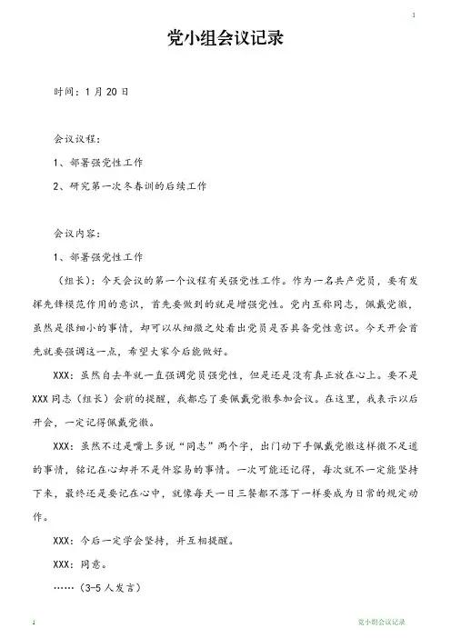 2019党小组会议记录