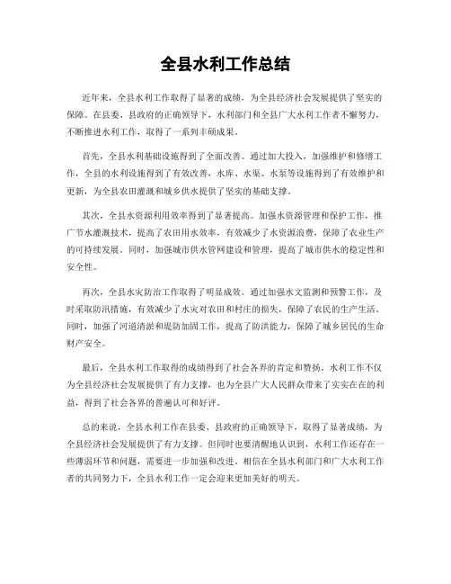 全县水利工作总结