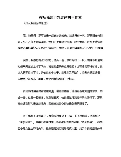 你从我的世界走过初三作文