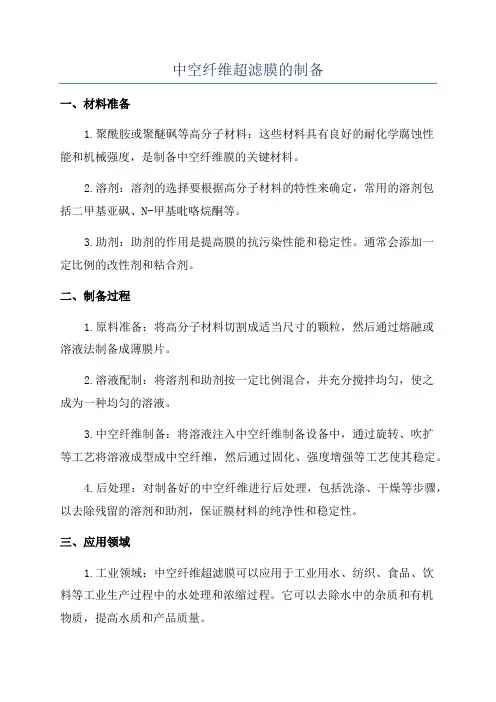 中空纤维超滤膜的制备