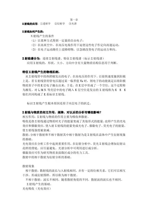 材料测试方法复习提纲