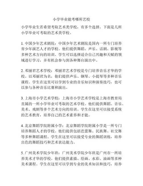 小学毕业能考哪所艺校