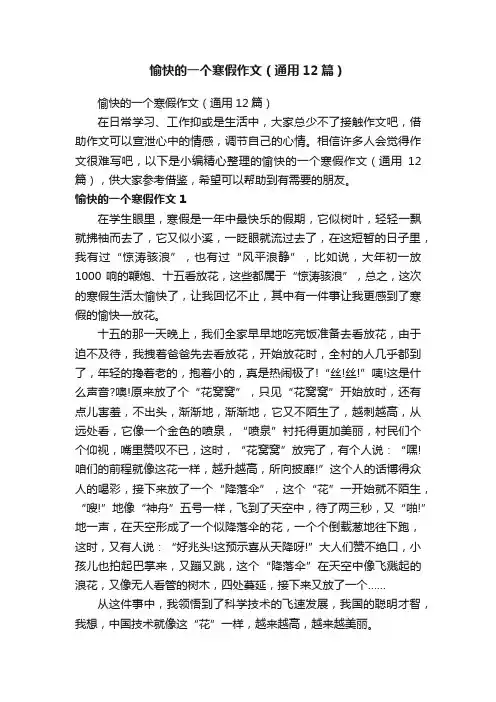 愉快的一个寒假作文（通用12篇）