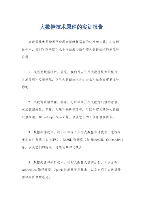 大数据技术原理的实训报告