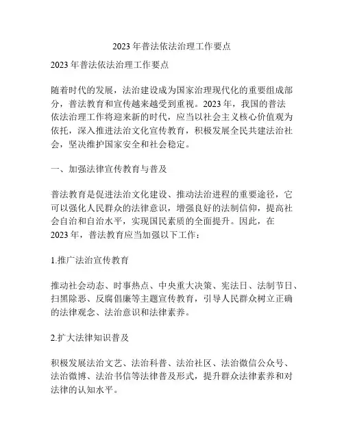 2023年普法依法治理工作要点