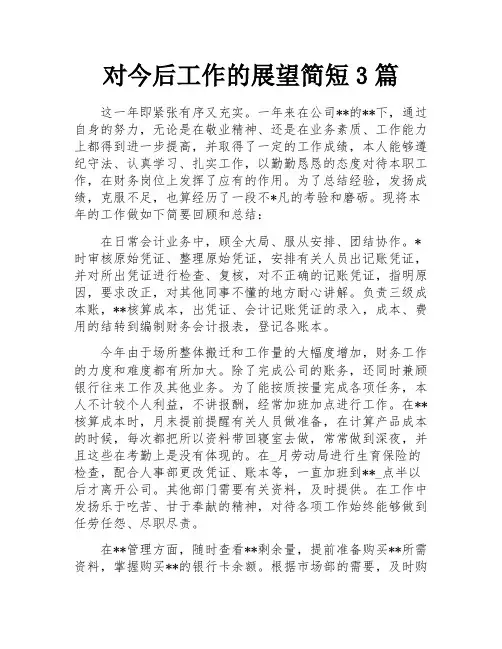 对今后工作的展望简短3篇