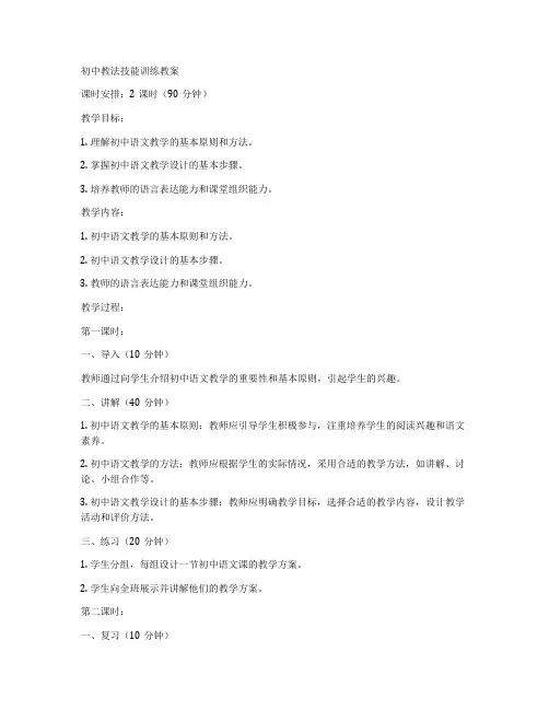 初中教法技能训练教案