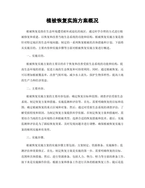植被恢复实施方案概况