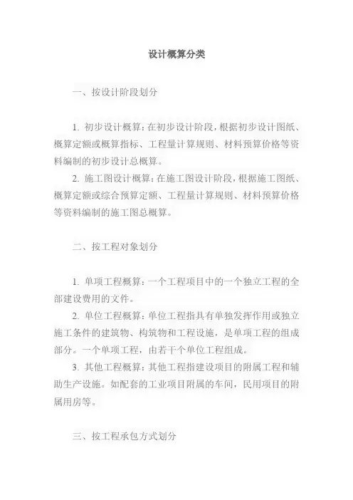 简述设计概算分类