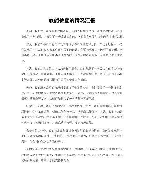 效能检查的情况汇报
