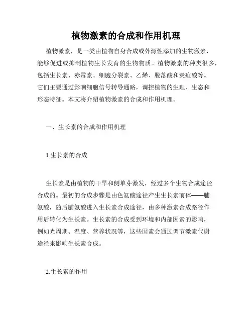 植物激素的合成和作用机理