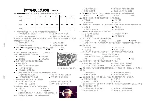北师大版八年级历史下册期中测试题