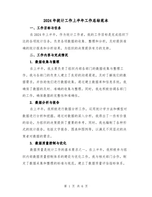 2024年统计工作上半年工作总结范本(2篇)