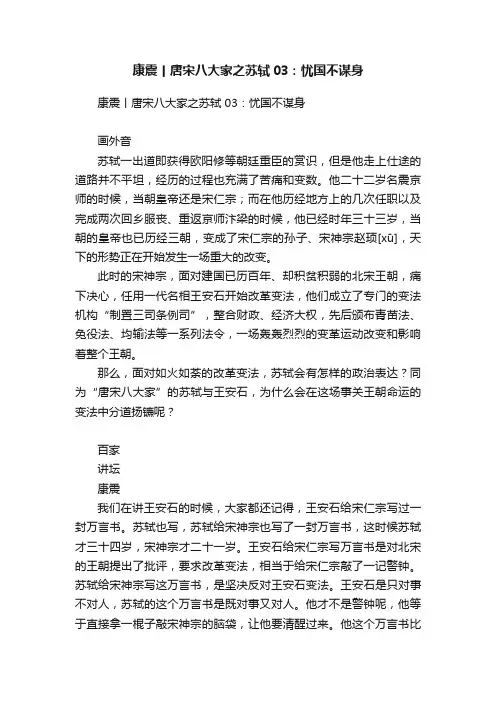 康震丨唐宋八大家之苏轼03：忧国不谋身