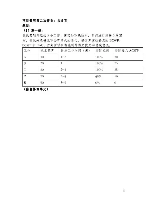 项目管理第二次作业(精品)：某项目、高科技企业