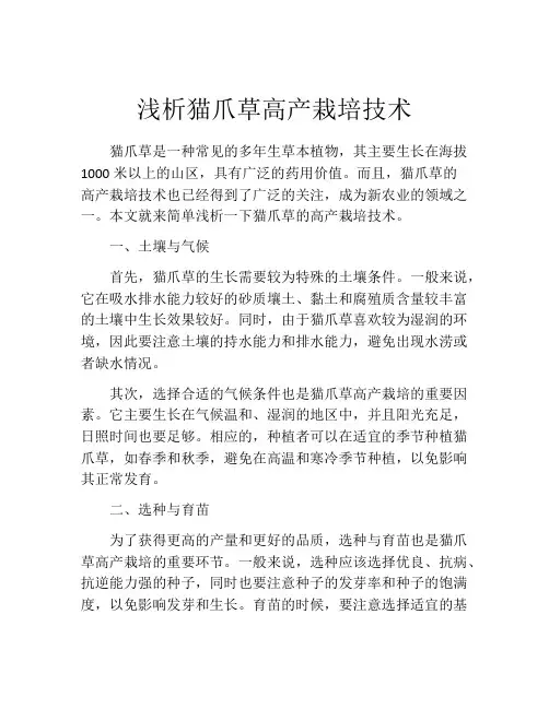 浅析猫爪草高产栽培技术