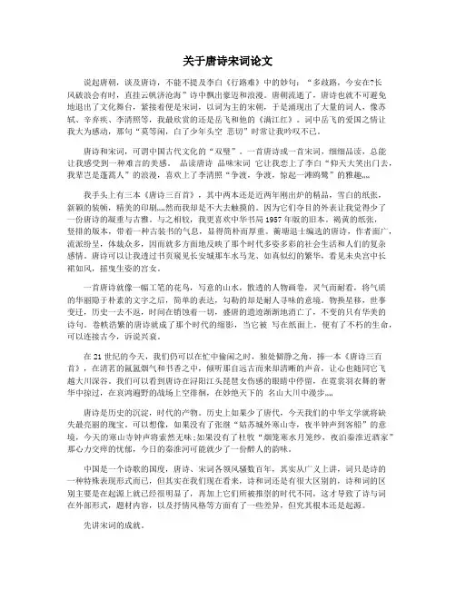 关于唐诗宋词论文