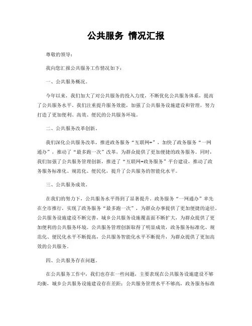 公共服务 情况汇报