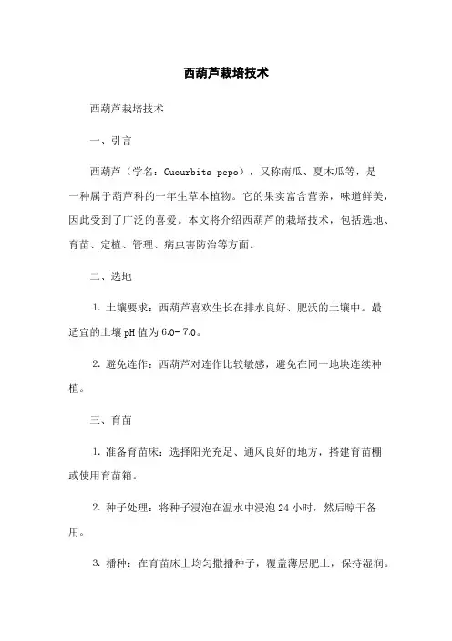 西葫芦栽培技术