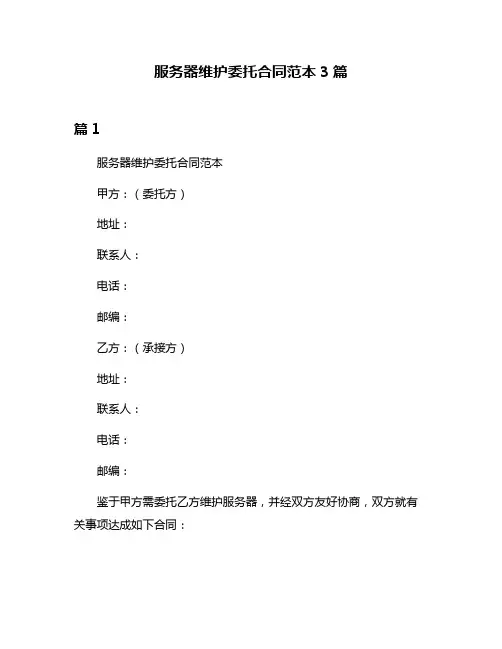 服务器维护委托合同范本3篇