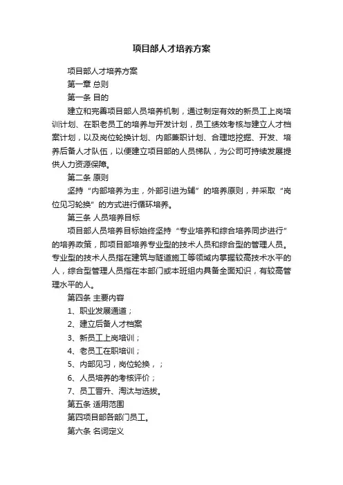 项目部人才培养方案