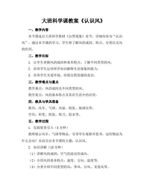 大班科学课教案《认识风》