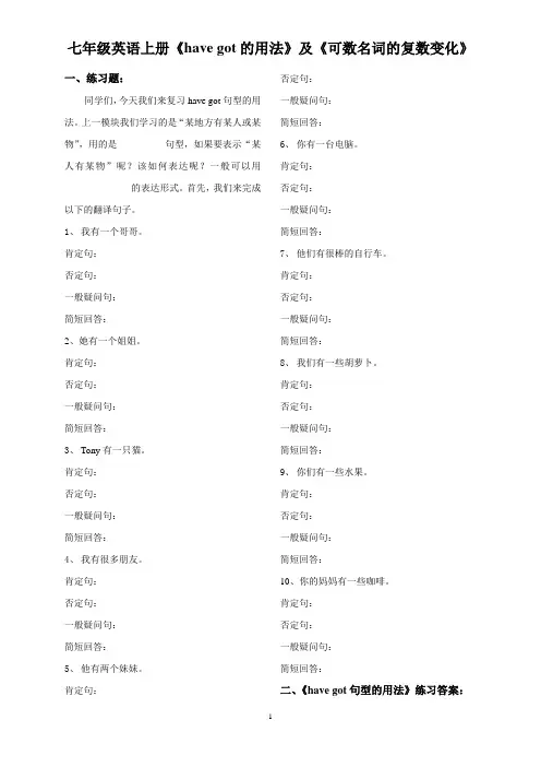 have got与可数名词复数
