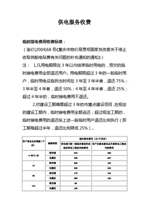 供电服务收费