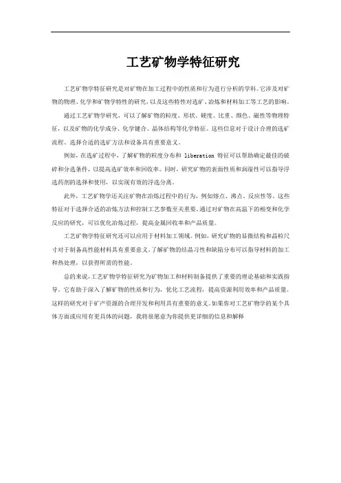 工艺矿物学特征研究