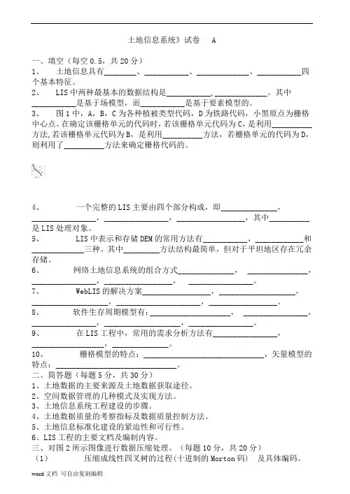 土地信息系统试卷及答案4套
