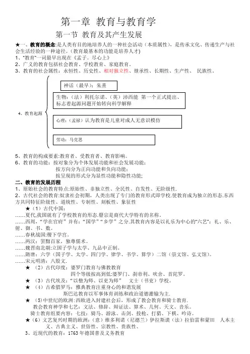 最新教师招聘笔试教育学各章知识点整理总结【精选文档】