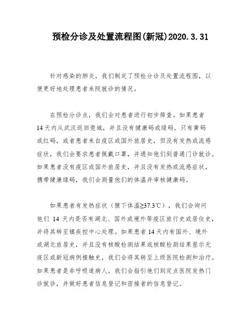 预检分诊及处置流程图(新冠)2020